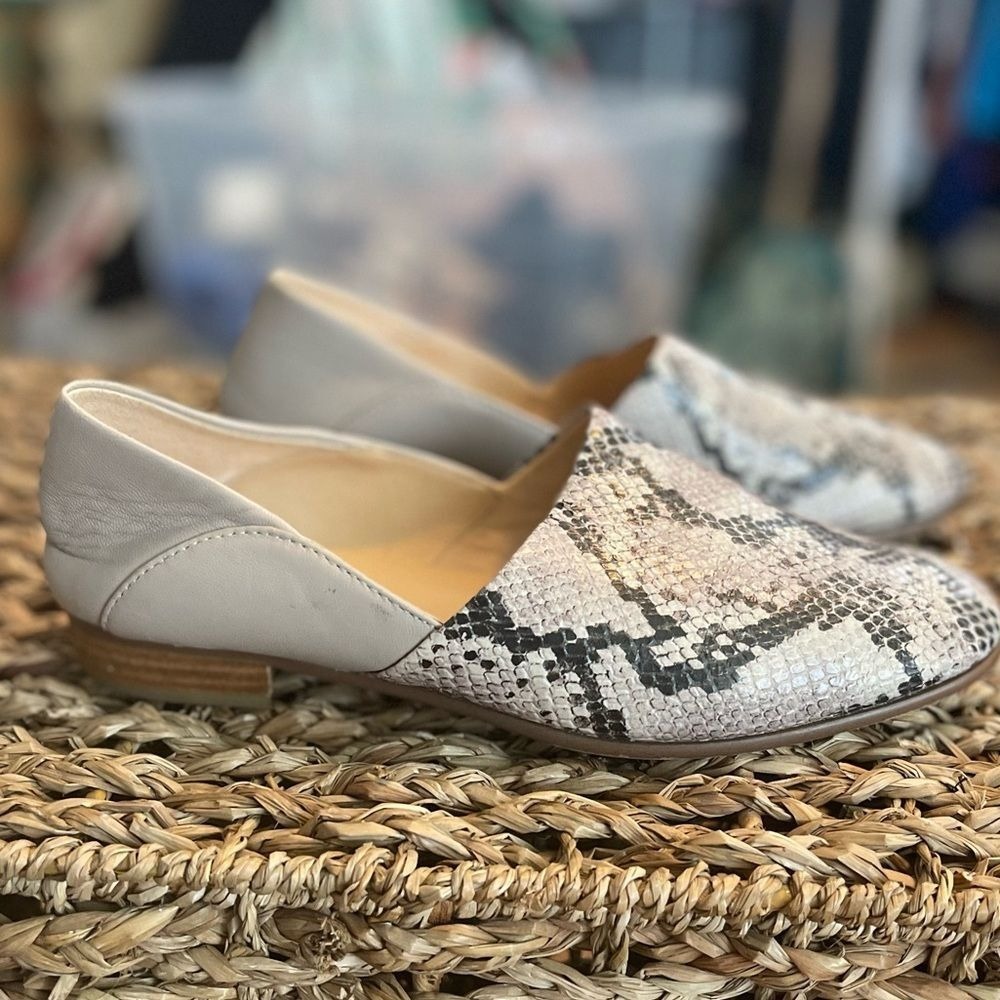 Clarks Pure Tone D'Orsay Flats Snakeskin Gray Leather Size 8 - Picture 6 of 7